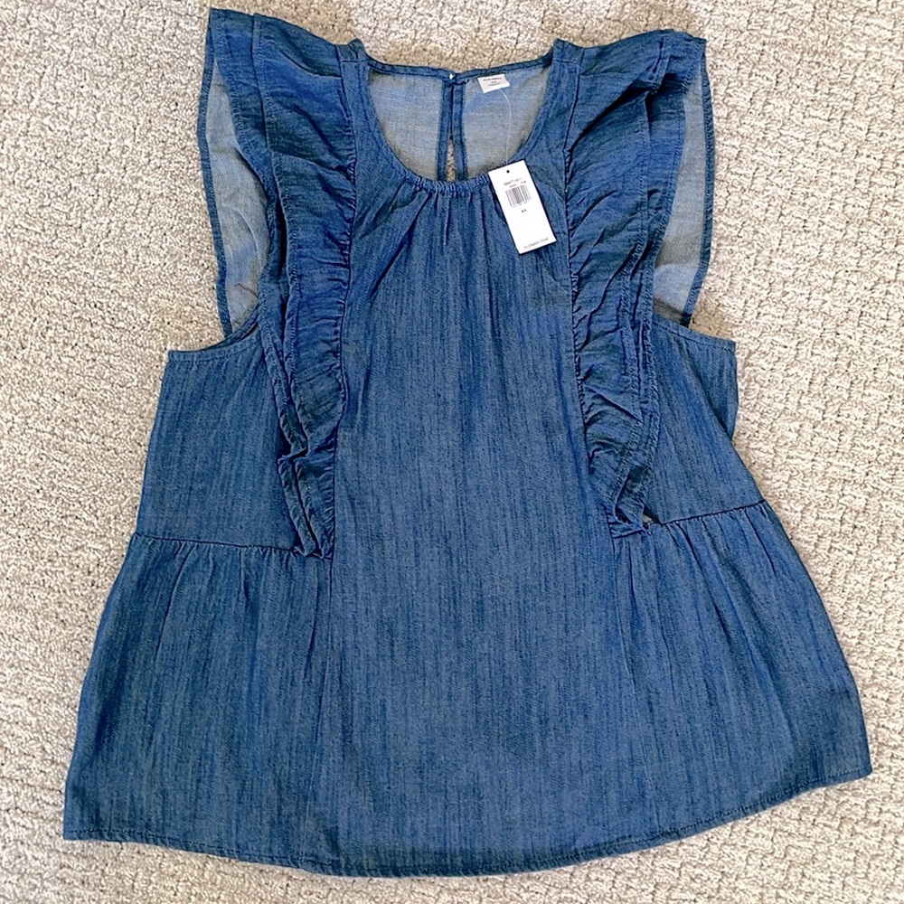 NWT Denim Ruffle Top